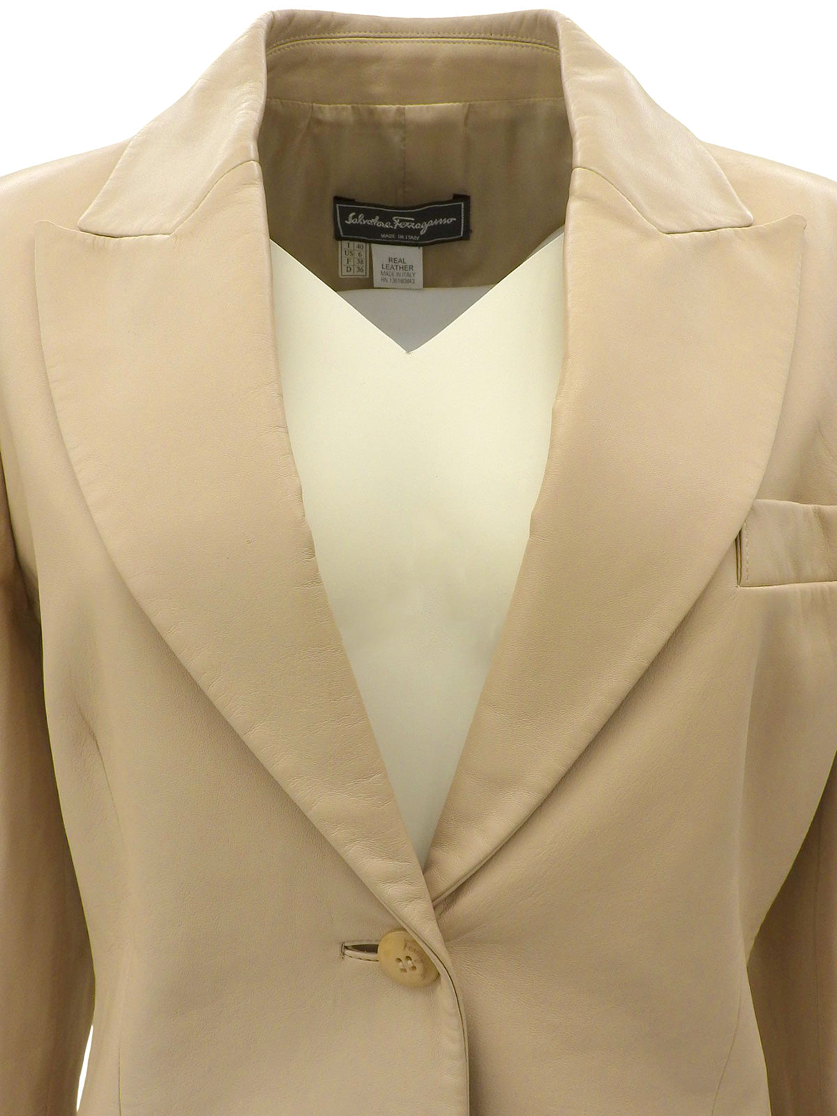 リアルレザーロゴボタンジャケット ベージュ