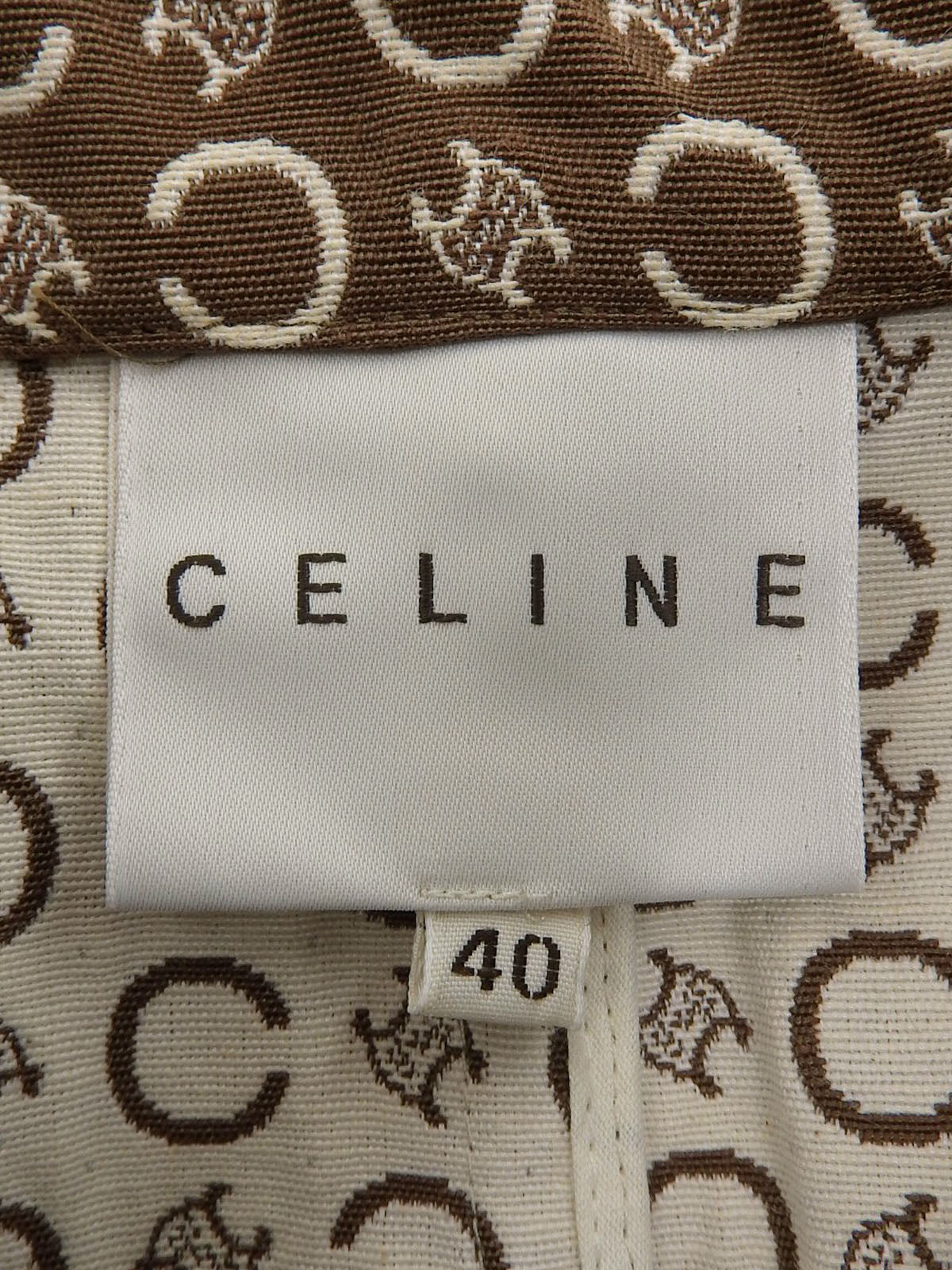 C Macadam Pattern Stand Collar Coat Brown/White #40