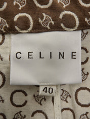 C Macadam Pattern Stand Collar Coat Brown/White #40