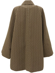 C Macadam Pattern Stand Collar Coat Brown/White #40