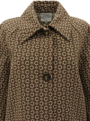 C Macadam Patterned Trench Coat Brown/White