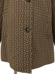 C Macadam Pattern Stand Collar Coat Brown/White #40