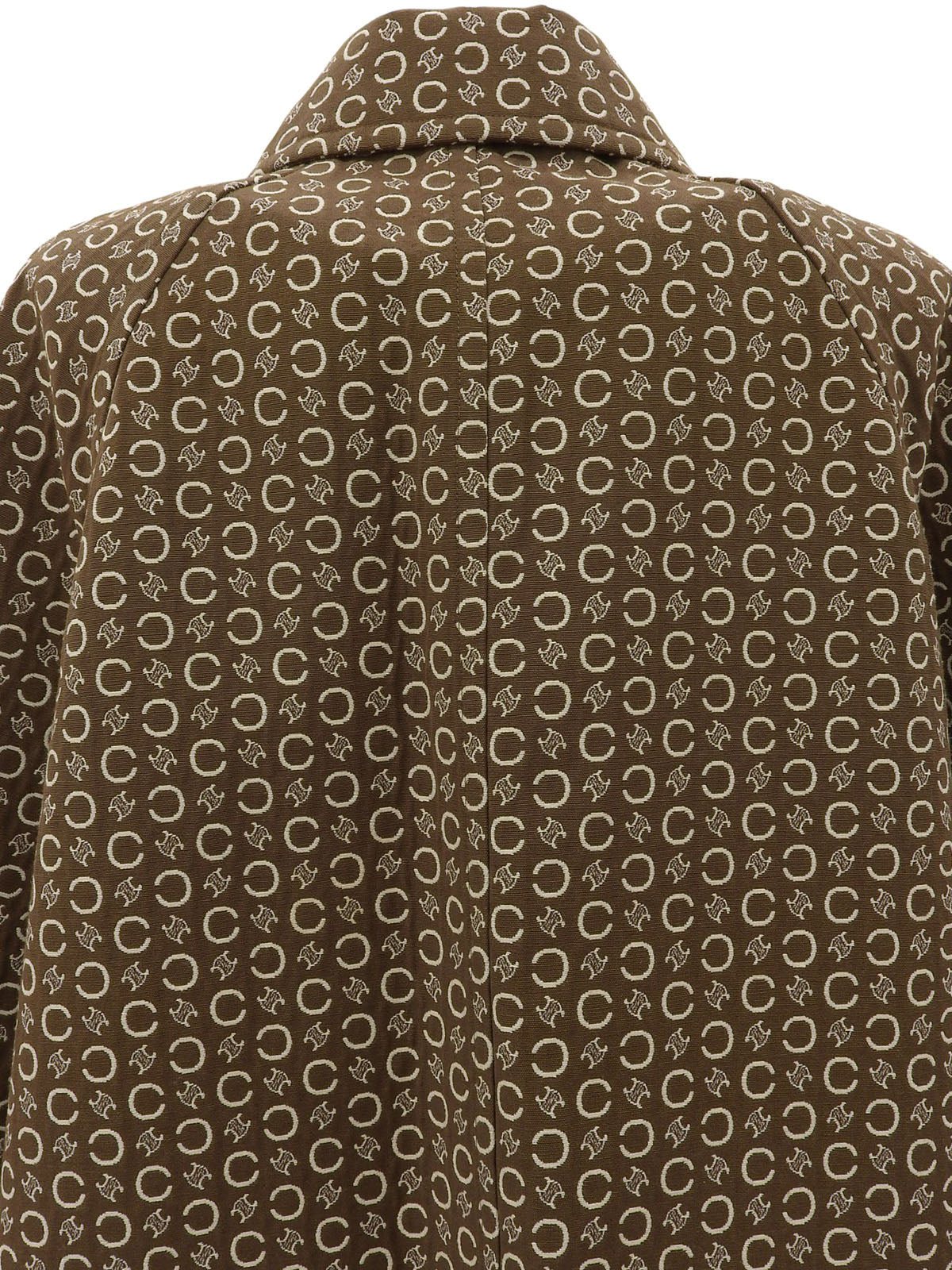 C Macadam Pattern Stand Collar Coat Brown/White #40