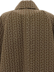 C Macadam Pattern Stand Collar Coat Brown/White #40