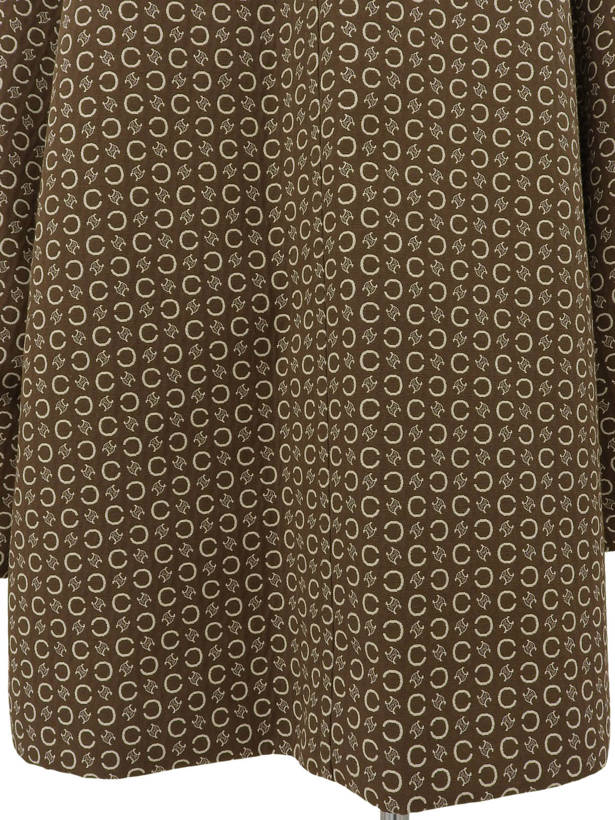 C Macadam Pattern Stand Collar Coat Brown/White #40