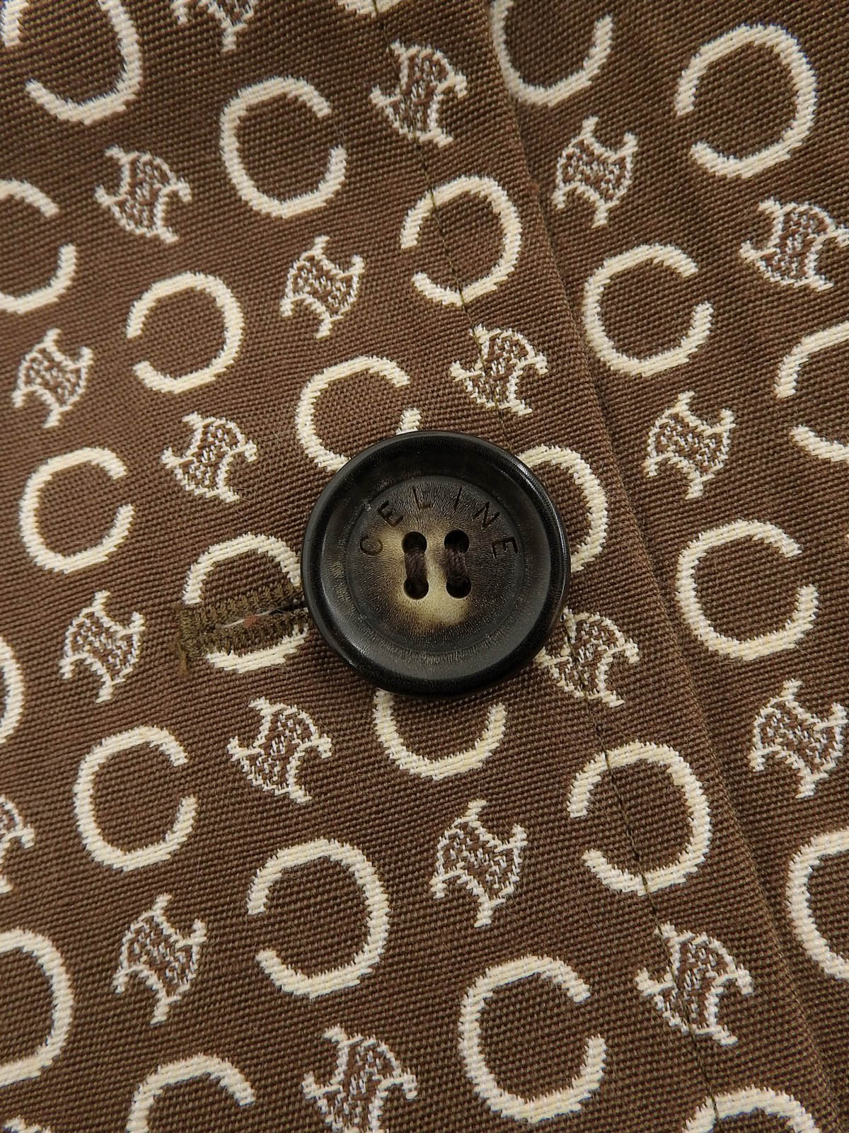 C Macadam Pattern Stand Collar Coat Brown/White #40