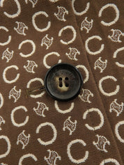 C Macadam Pattern Stand Collar Coat Brown/White #40