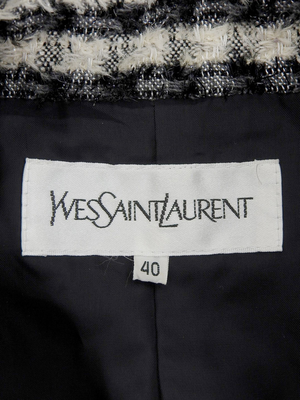 Tweed logo button jacket in ivory/black