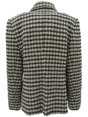 象牙色/黑色斜纹软呢logo纽扣夹克