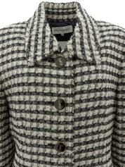 象牙色/黑色斜纹软呢logo纽扣夹克