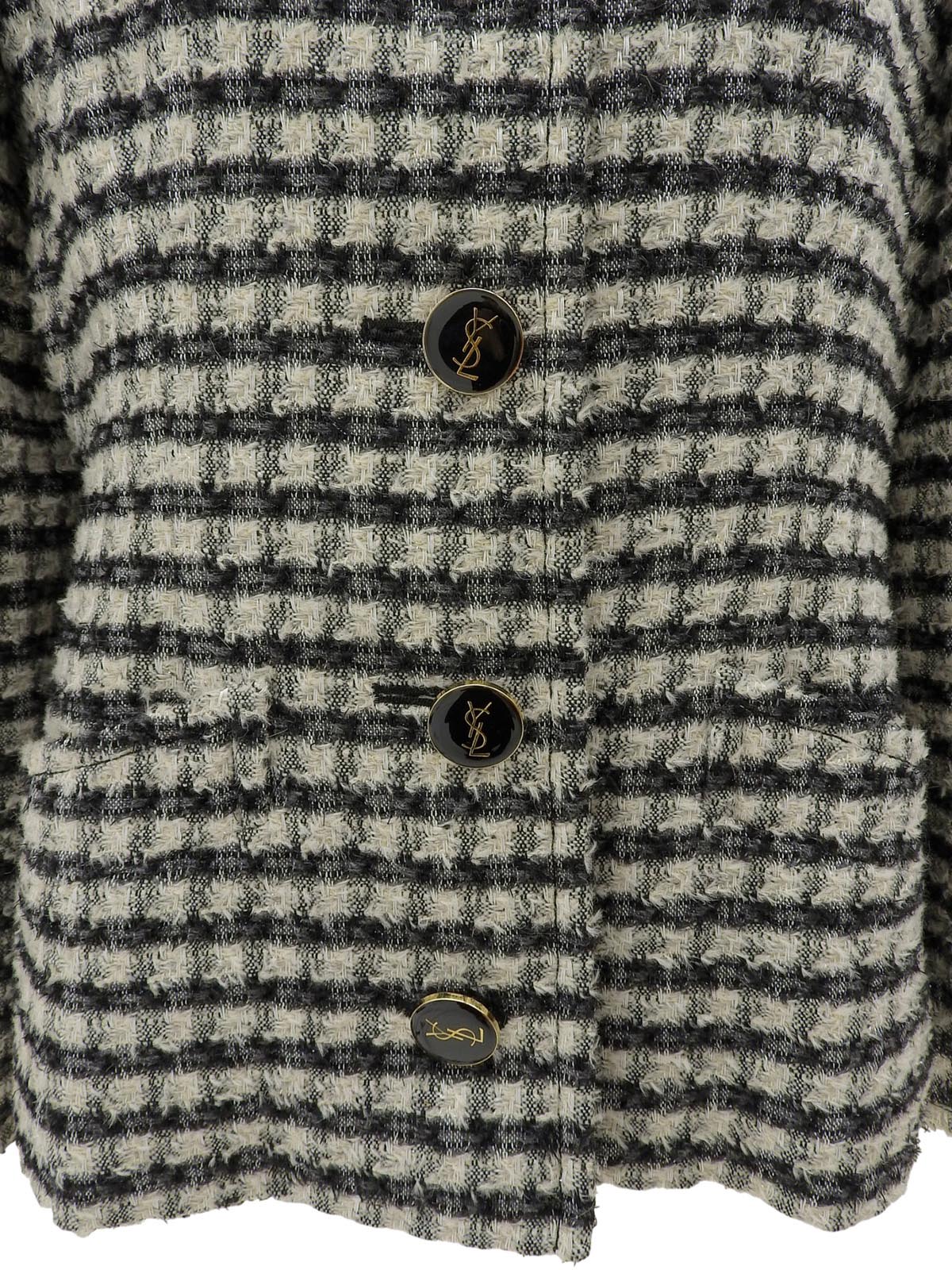 Tweed logo button jacket in ivory/black