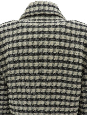 象牙色/黑色斜纹软呢logo纽扣夹克