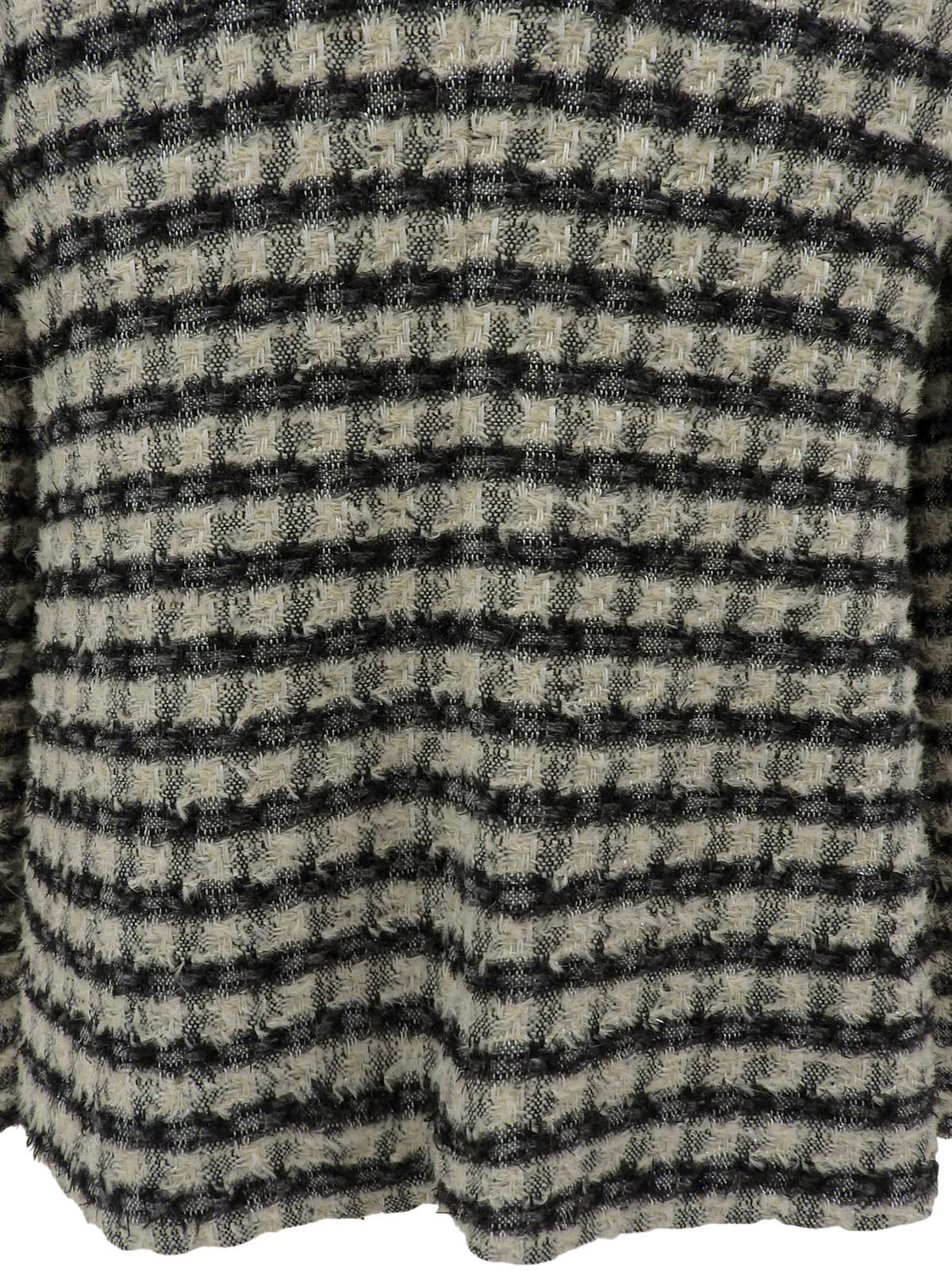 象牙色/黑色斜纹软呢logo纽扣夹克