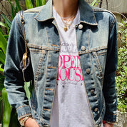 Denim logo button jacket in blue
