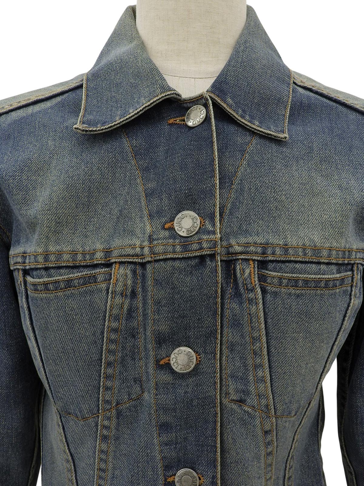 Denim logo button jacket in blue