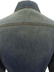 Denim logo button jacket in blue