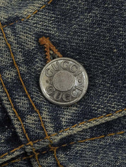 デニムロゴボタンジャケット ブルー