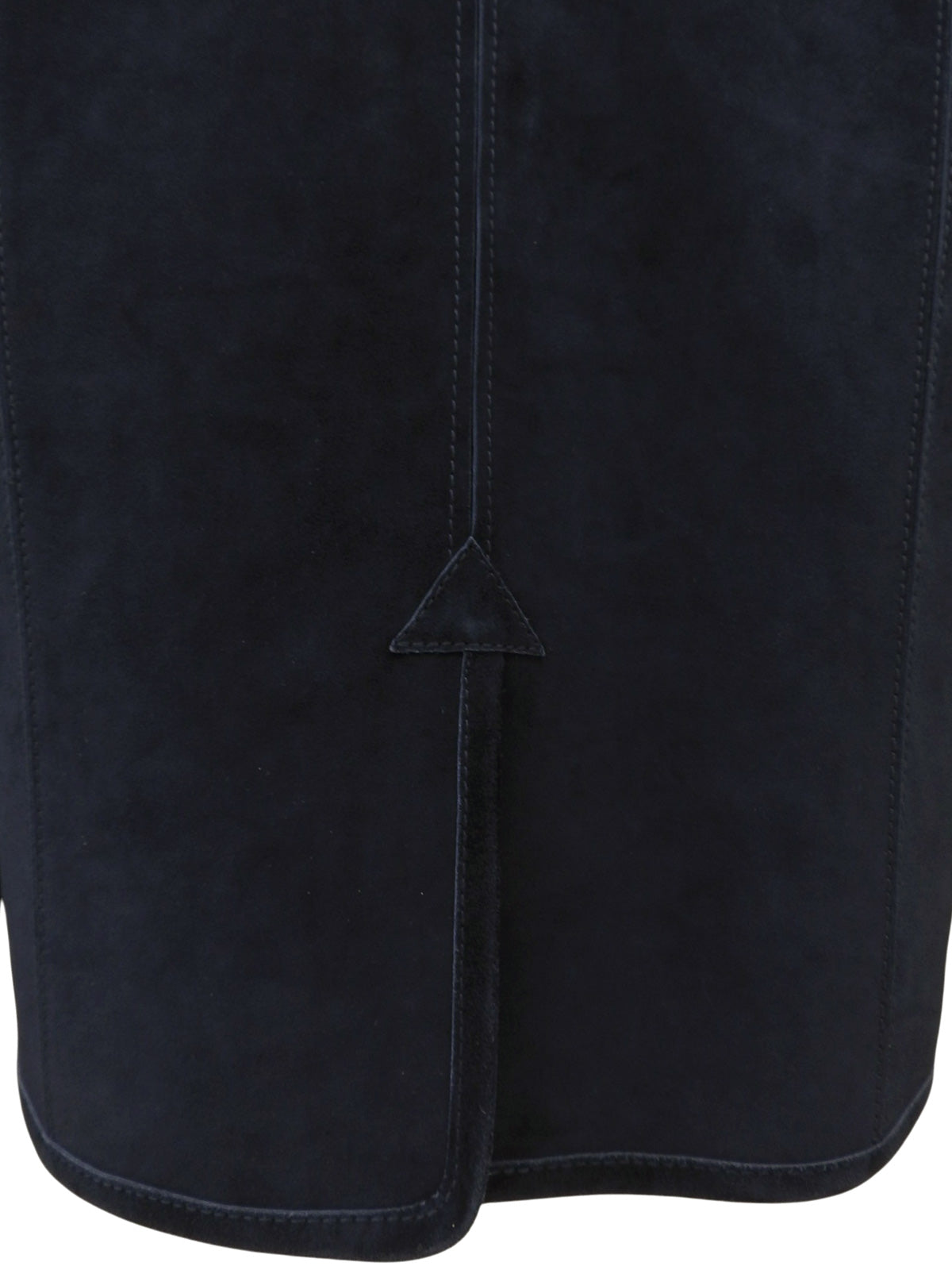 海军蓝麂皮无领logo纽扣夹克