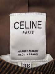 棕色格纹无领夹克