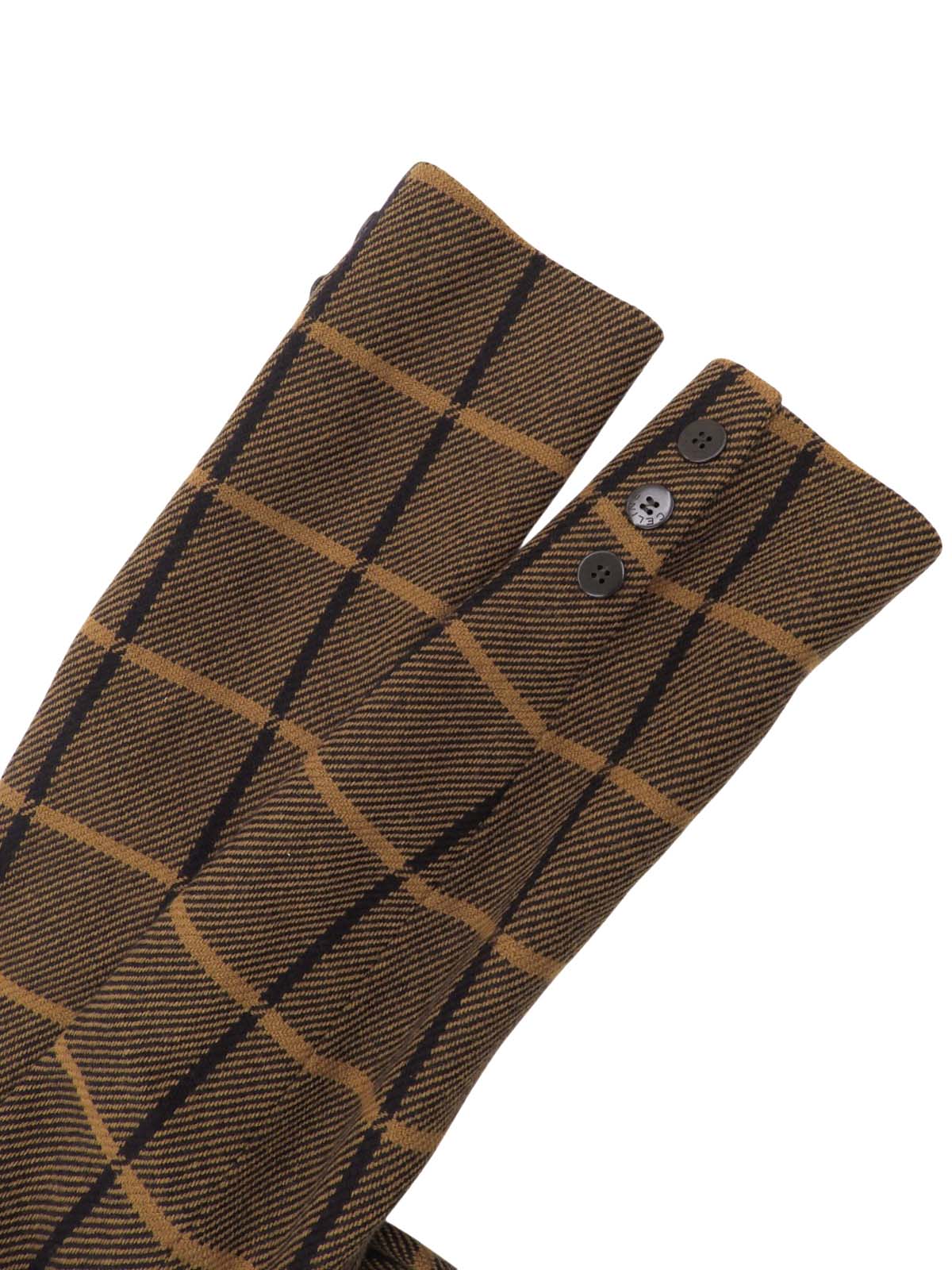 棕色格纹无领夹克