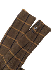 棕色格纹无领夹克