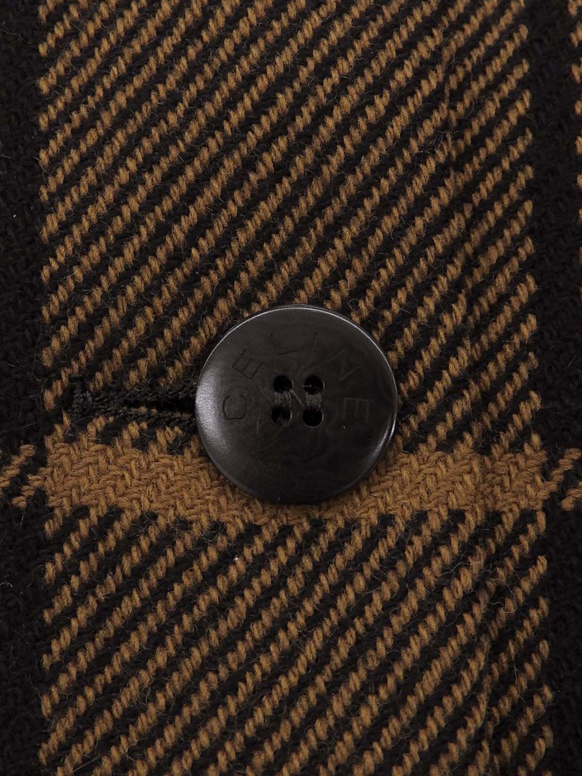 棕色格纹无领夹克