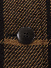 棕色格纹无领夹克