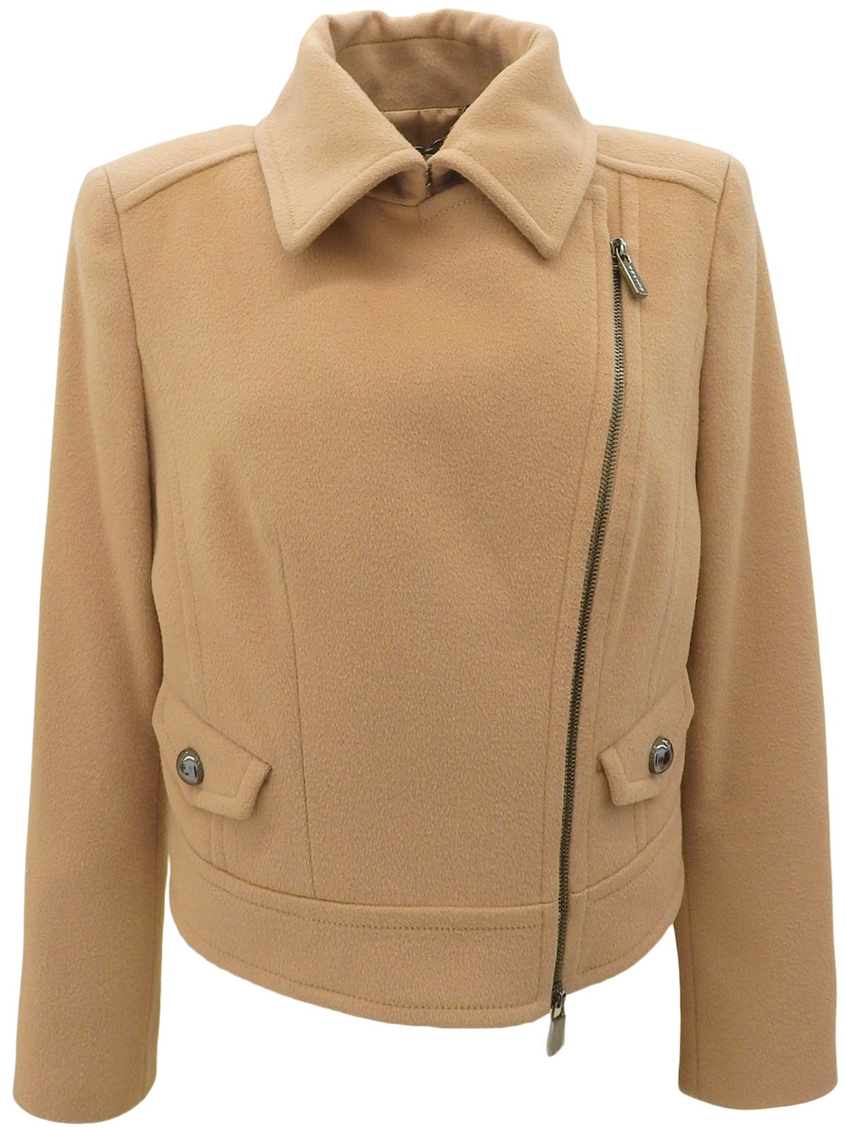 米色羊毛骑行夹克