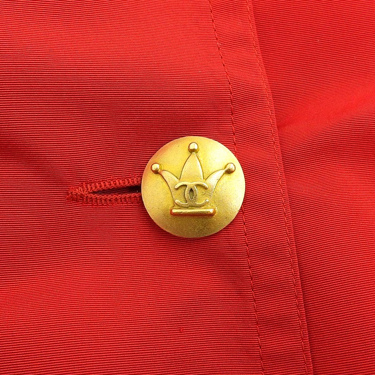 Silk CC Mark Button Double-breasted Coat Red