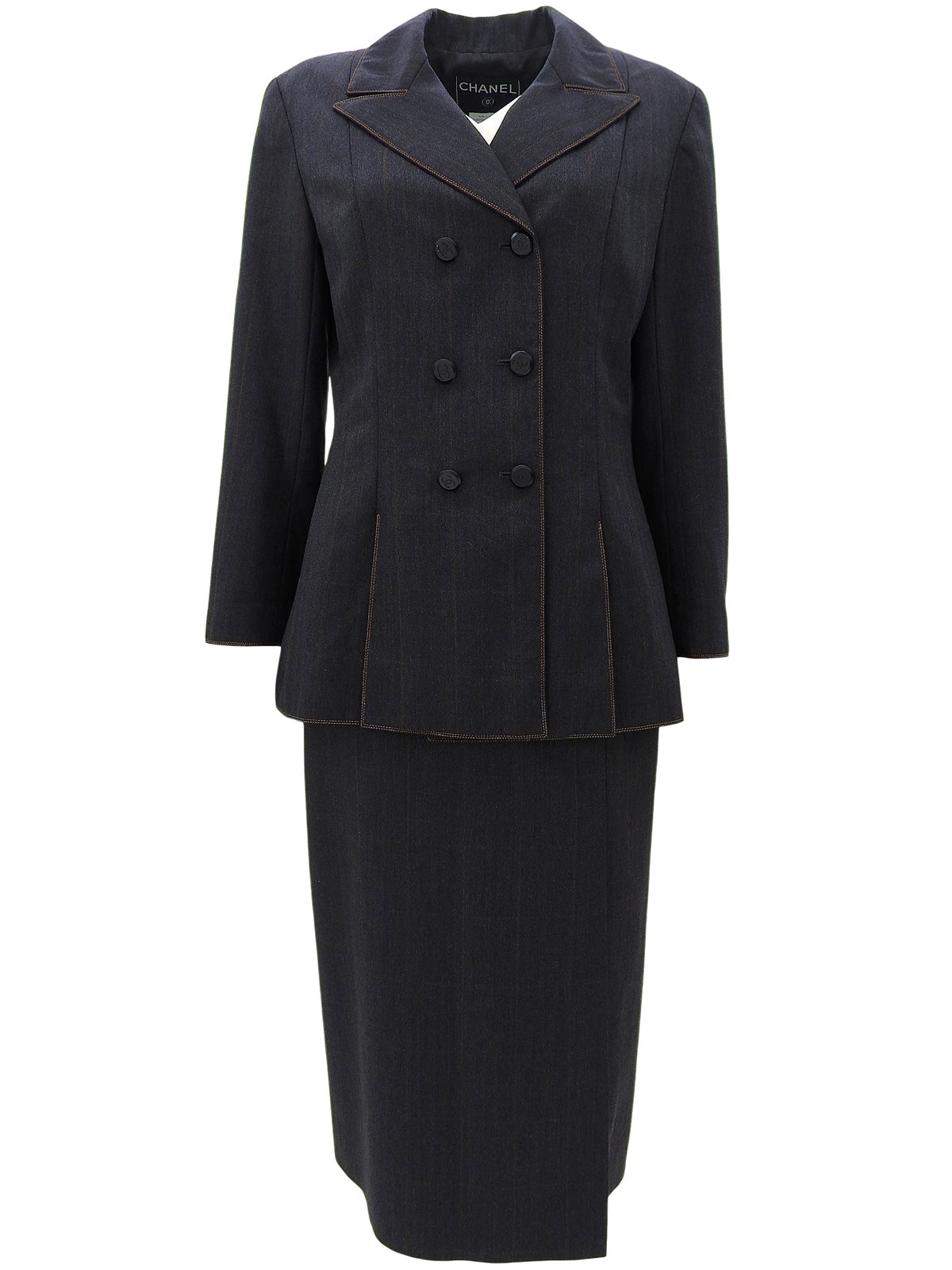 1998 年 CC 标志纽扣双排扣夹克，炭灰色