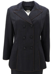 1998 年 CC 标志纽扣双排扣夹克，炭灰色