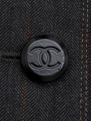 1998 年 CC 标志纽扣双排扣夹克，炭灰色