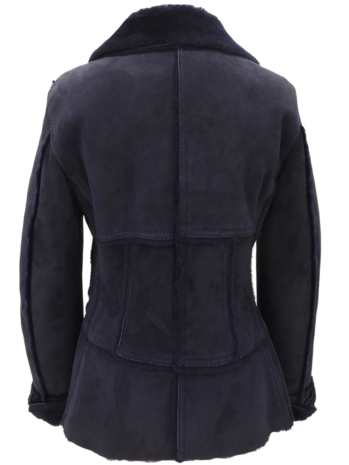 Navy Real Leather Mouton Jacket