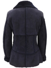 Navy Real Leather Mouton Jacket