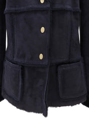 Navy Real Leather Mouton Jacket