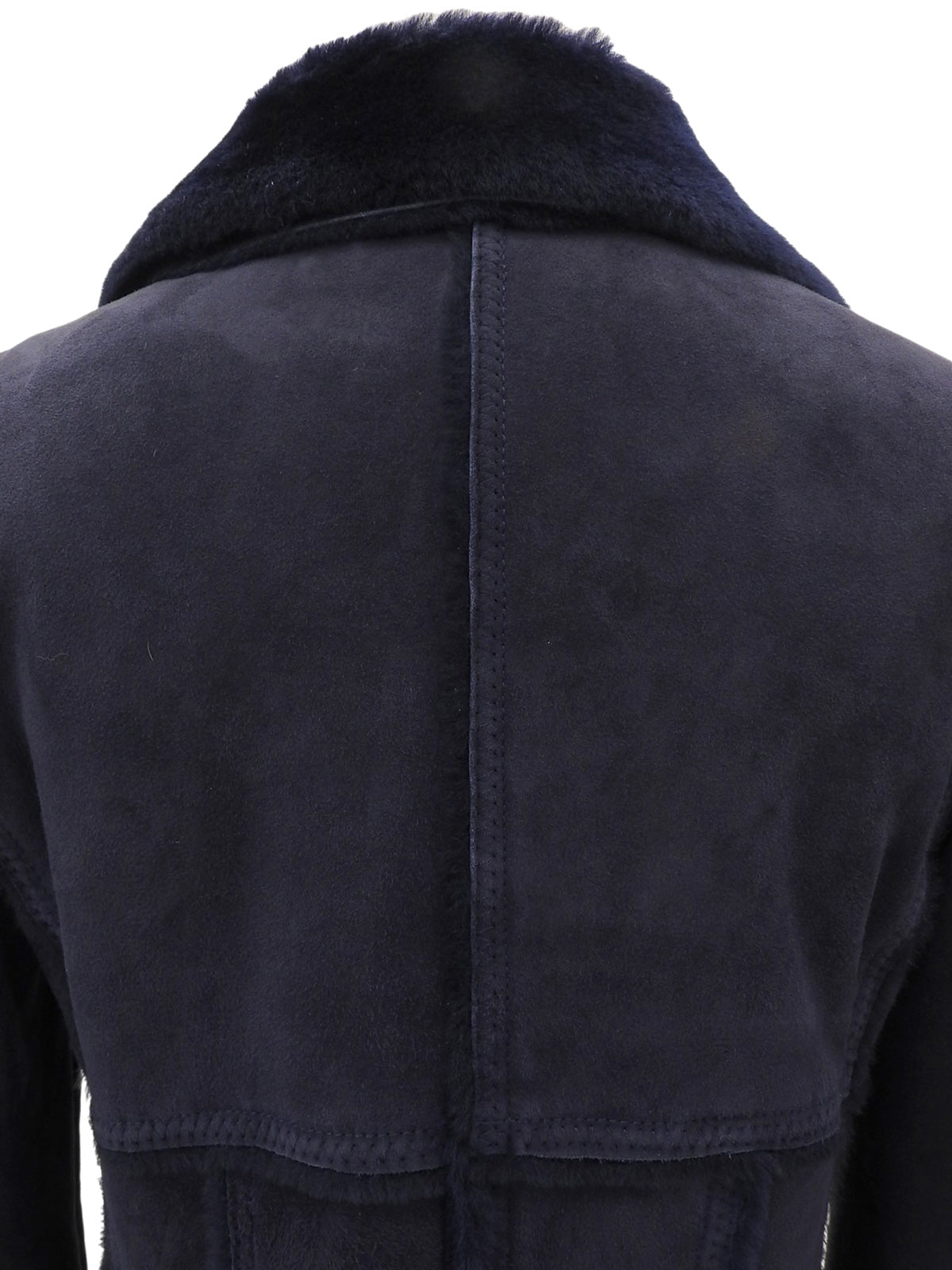 Navy Real Leather Mouton Jacket
