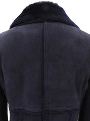 Navy Real Leather Mouton Jacket