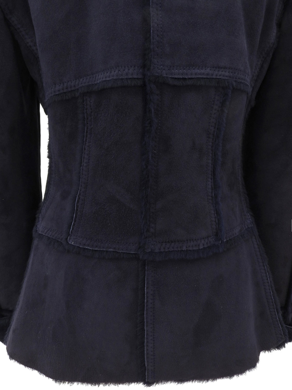 Navy Real Leather Mouton Jacket