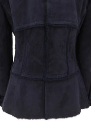 Navy Real Leather Mouton Jacket