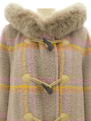 チェックパターンダッフルコート ベージュ/マルチ #9