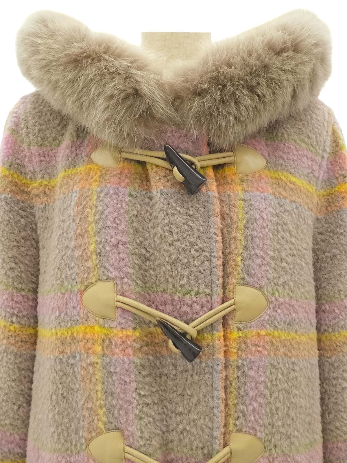チェックパターンダッフルコート #9 ベージュ/マルチ