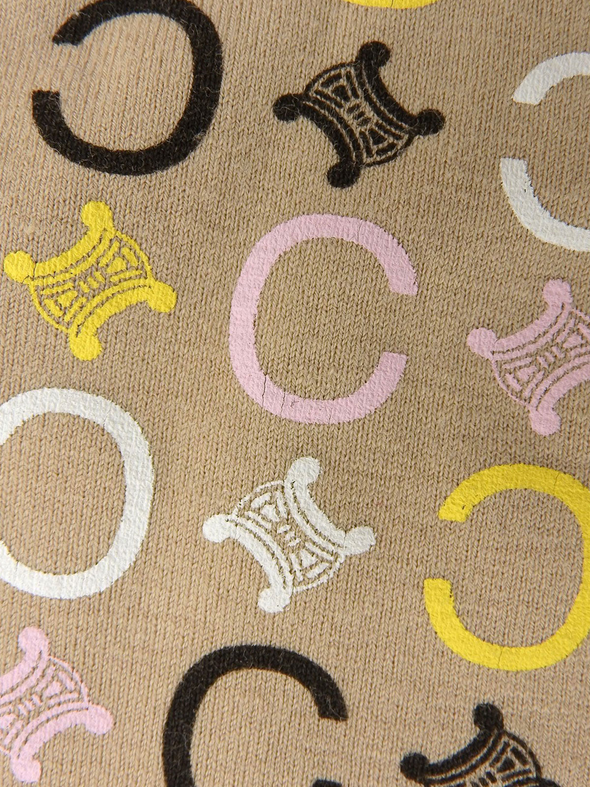 Macadam Pattern Long Sleeve Polo Shirt Beige/Multi