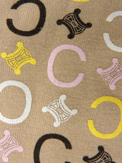 Macadam Pattern Long Sleeve Polo Shirt Beige/Multi