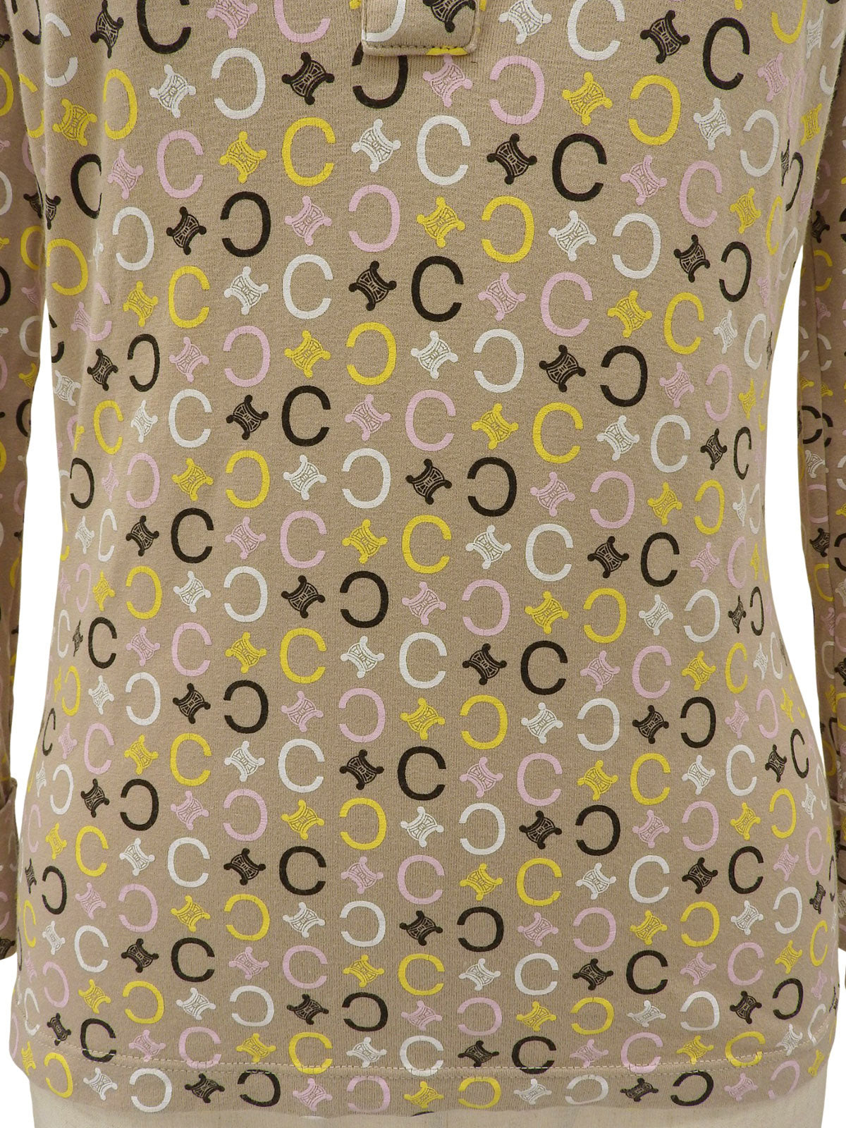 Macadam Pattern Long Sleeve Polo Shirt Beige/Multi