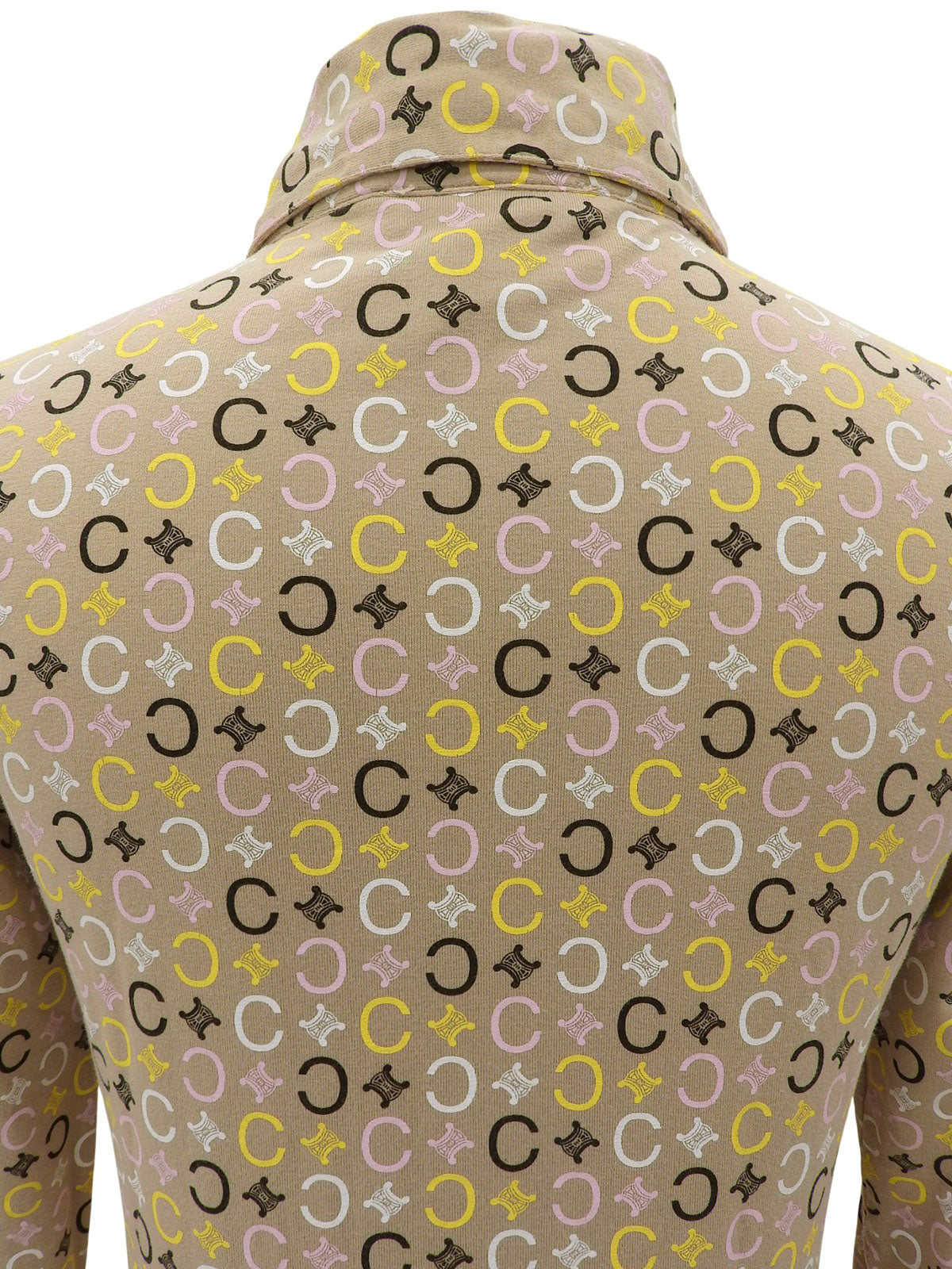 Macadam Pattern Long Sleeve Polo Shirt Beige/Multi