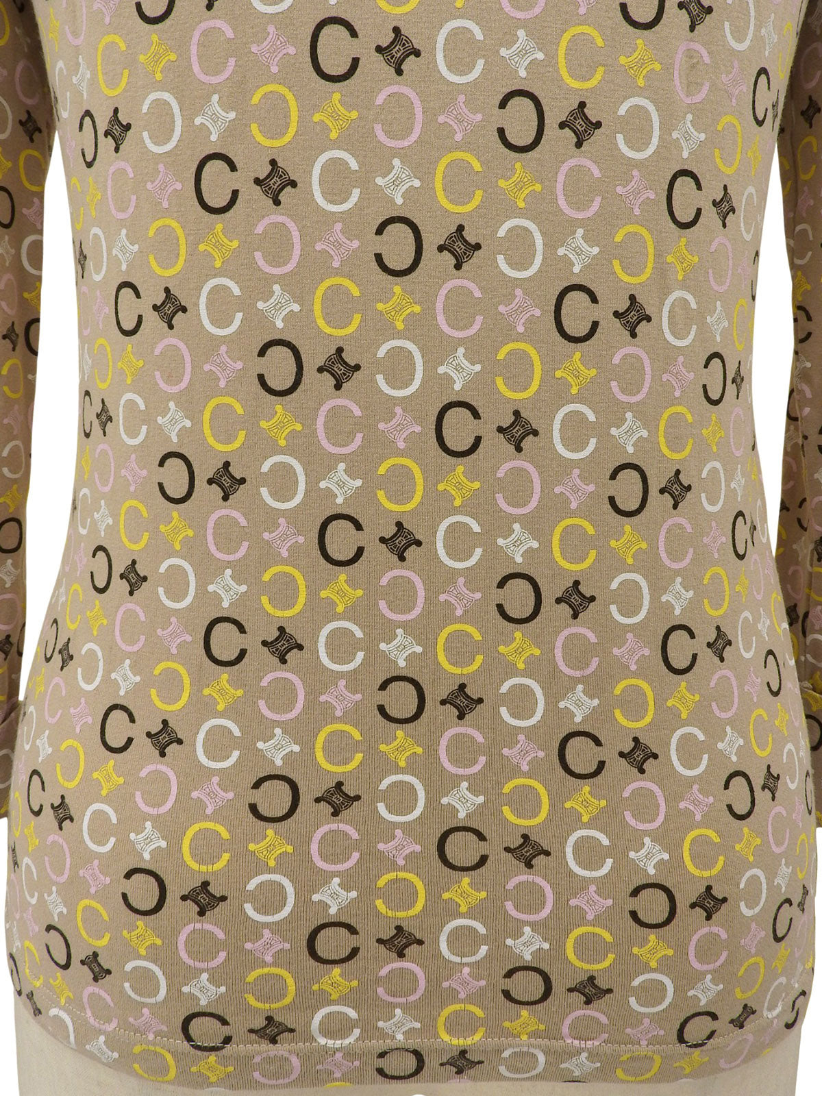 マカダムパターン長袖ポロシャツ ベージュ/マルチ