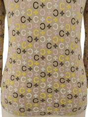 Macadam Pattern Long Sleeve Polo Shirt Beige/Multi