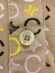 Macadam Pattern Long Sleeve Polo Shirt Beige/Multi