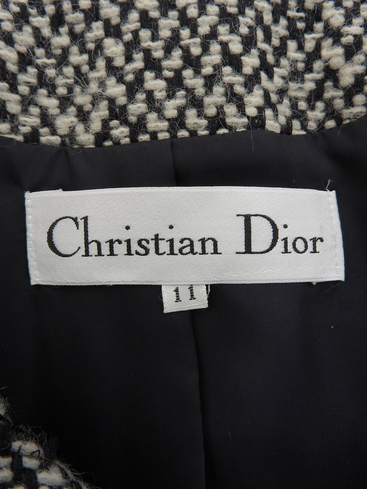 ツイードノーカラーセットアップ ホワイト/ブラック