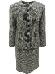 ツイードノーカラーセットアップ ホワイト/ブラック